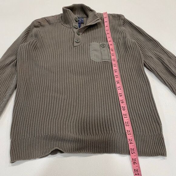 American Rag Men’s Ribbed Henley Sweater Beige Taupe 100% Cotton Size Large Pock - Picture 7 of 8